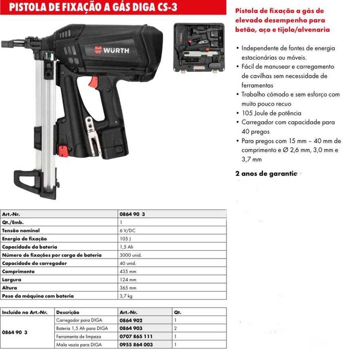 Pistola de Fixação a Gás - nunca usada
