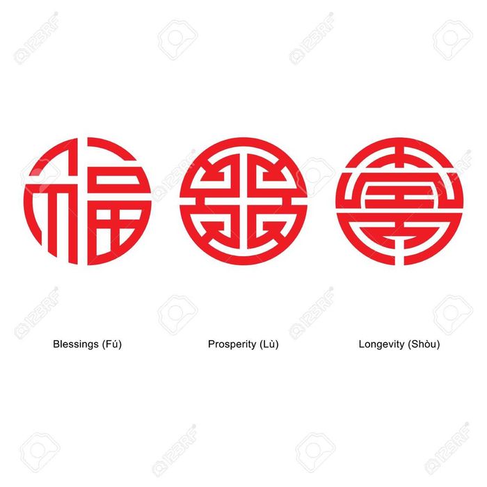 Fronhas de Almofada Símbolos Chineses da Sorte 福 祿 壽