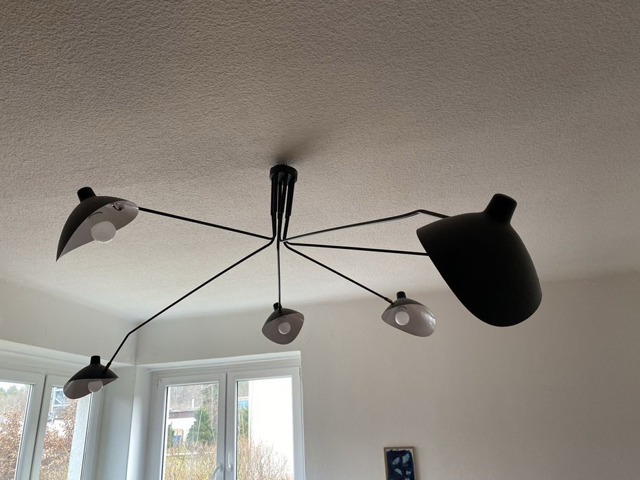 Piękna czarna  duza lapa ścienna 5 kloszy