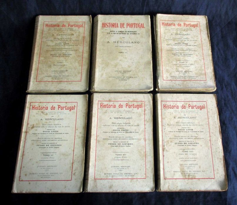 Livros História de Portugal 6 volumes Alexandre Herculano Bertrand