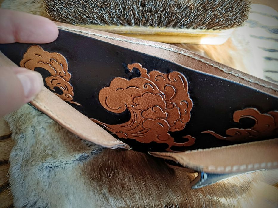 Portfel skóra naturalna ręcznie robiony handmade chińskie smoki