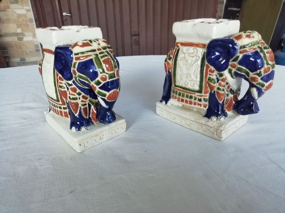 2 Figuras Em Loiça Antigas Alefante Cinzeiro