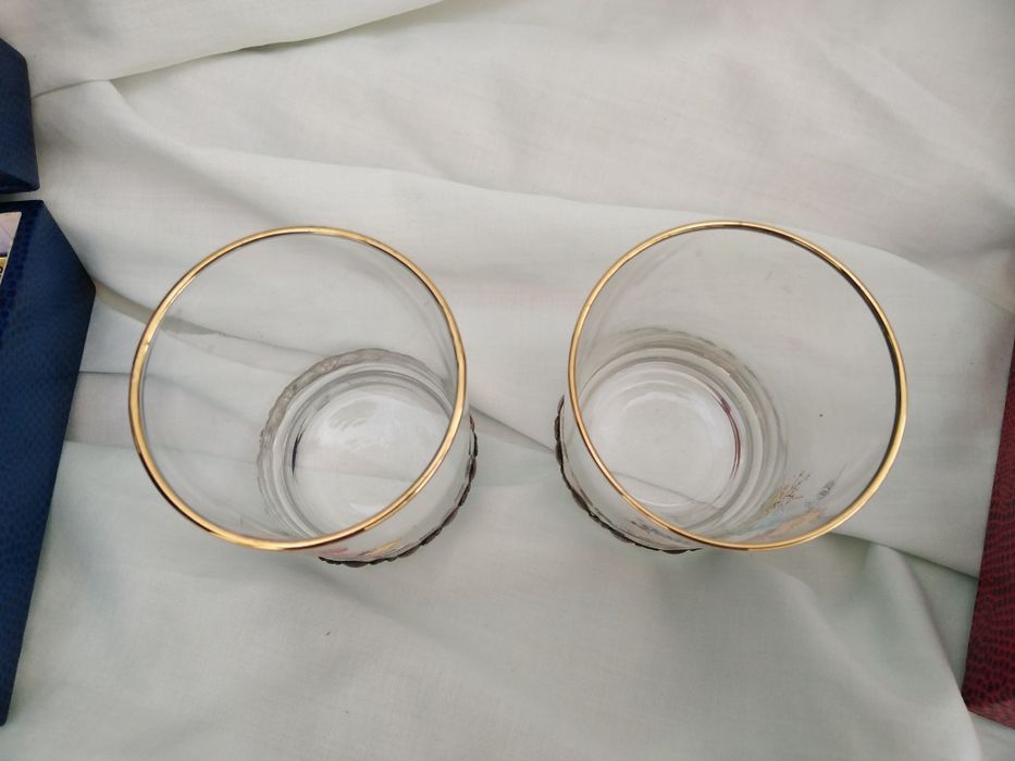 2 Copos de Vidro com Aro em Prata de Lei para Crianças