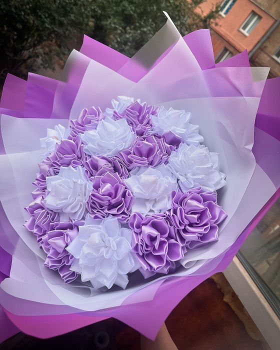 Букети з атласної стрічки/букеты из атласных лент