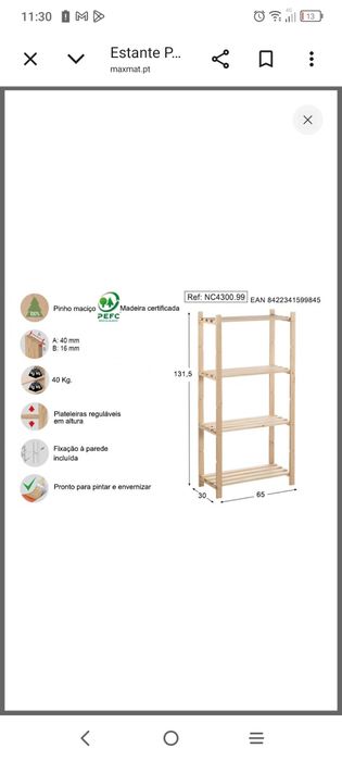 Estante madeira pinho