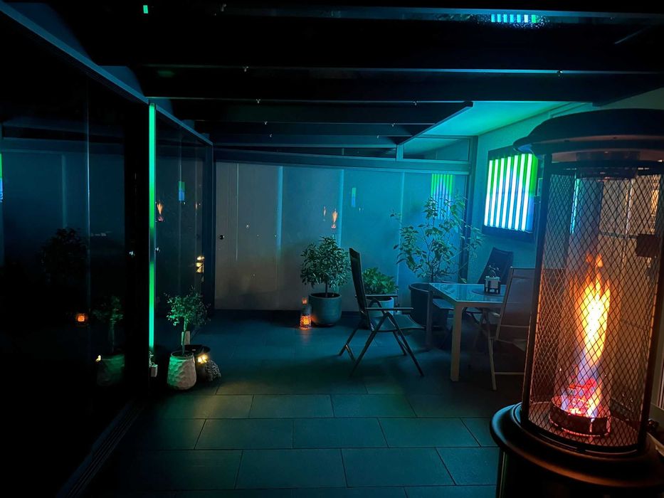 Zadaszenie tarasu aluminium/szkło. Drzwi przesuwne, Markizy