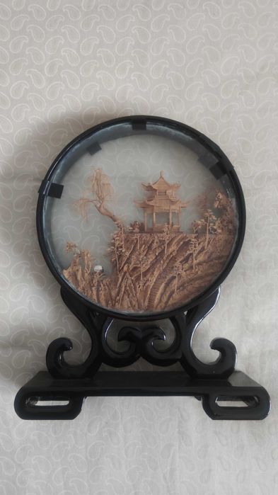 Diorama chinês vintage em cortiça