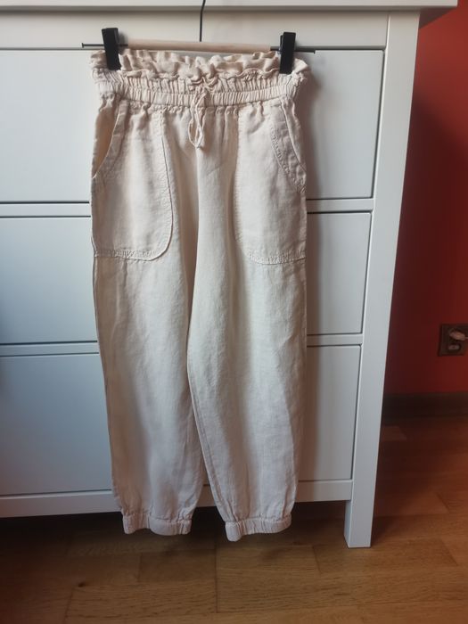 Lniane spodnie w typie haremek