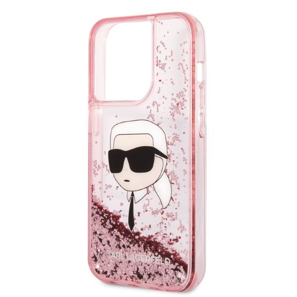 Etui Karl Lagerfeld Glitter Karl's Head na iPhone 14 Pro Max - różowe