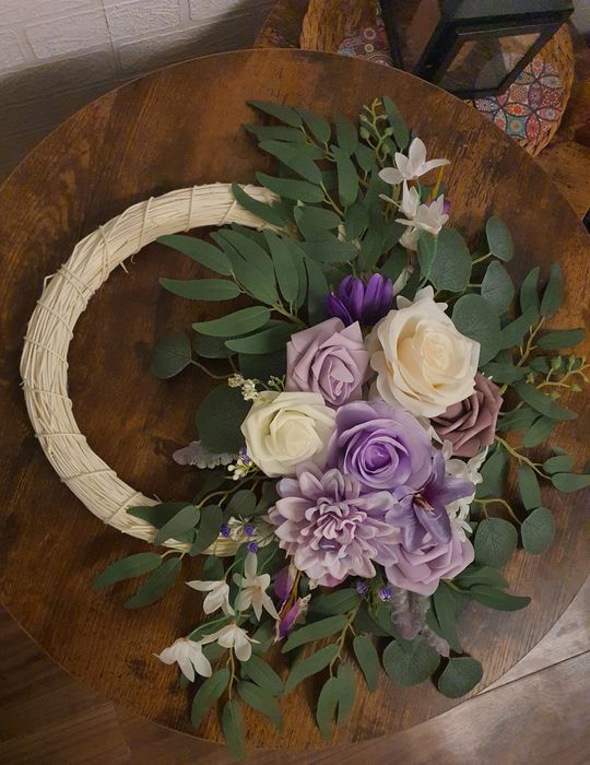 Duży Wianek Wiosenny Dekoracyjny Rękodzieło Handmade