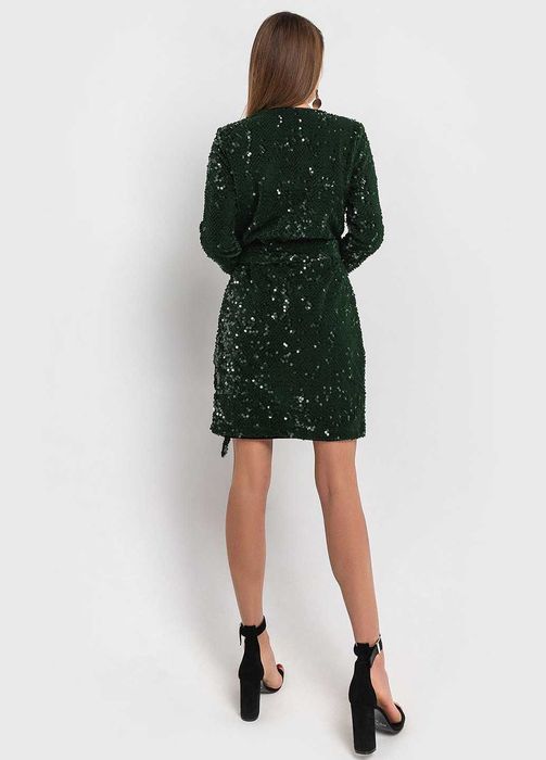 Темно-зелена коктейльна сукня однотонна