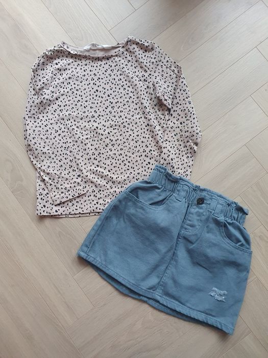 Spódniczka + bluzka z długim rękawem H&M r. 110/116