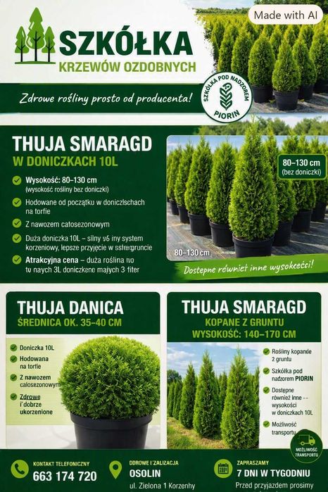THUJA SZMARAGD 110-120 cm | Doniczka 10L | Producent