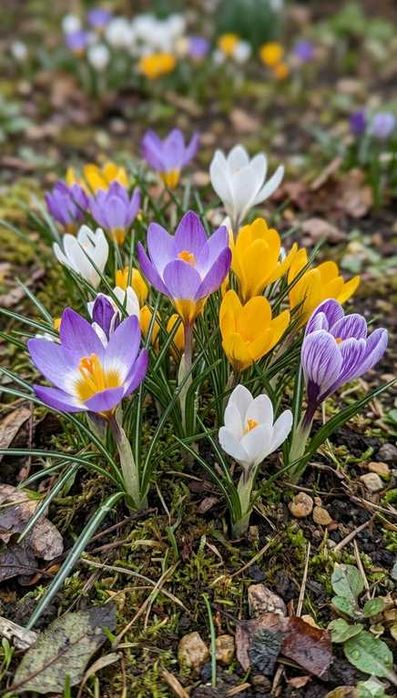 KROKUSY BOTANICZNE 50 szt Cebulki krokusów mix kolorów 5/7 Krokus Kwiaty