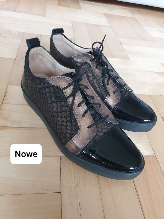 Buty oksfordy brązowe czarne 37 Verona skórzane Nowe