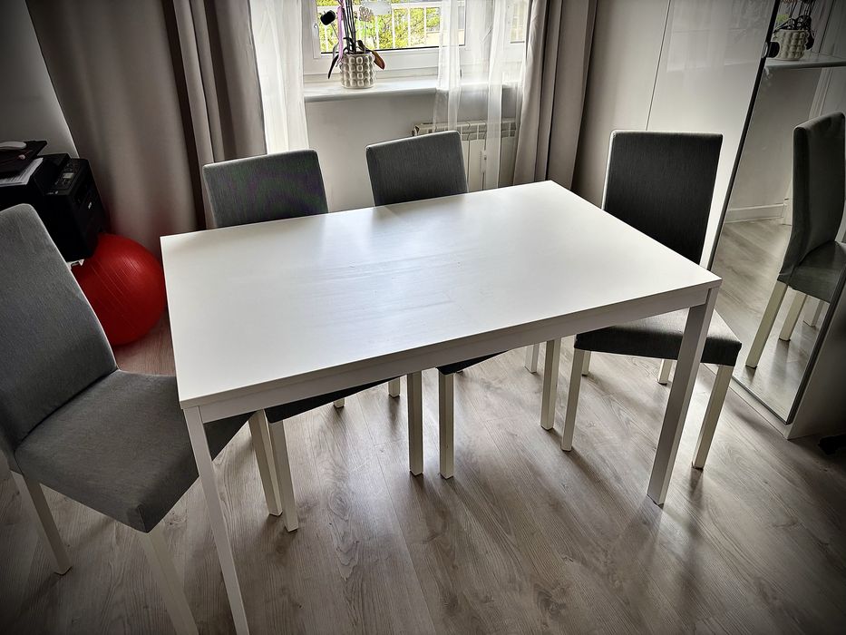 Stół rozkładany IKEA VANGSTA + 4 krzesła KÄTTIL | Komplet 120-180 cm