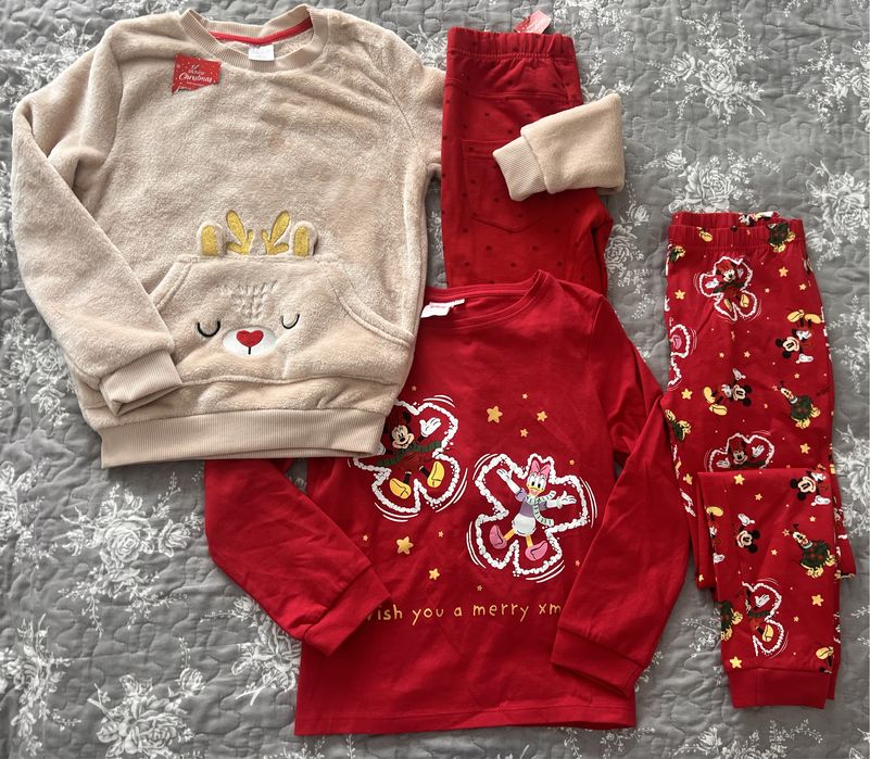 Świąteczna bluza, spodnie i piżama 128