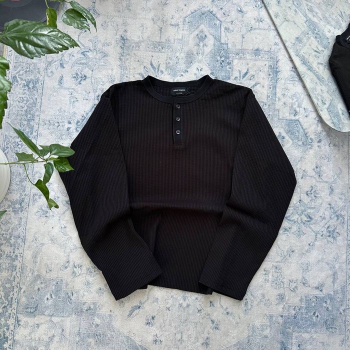 Henley longsleeve archive no faith studios jaded racer balenci олд мані лонгслів на гудзиках хенлі вафляний чорний