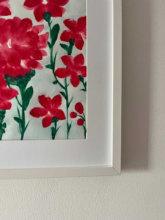 Pintura abstrata floral em aguarela