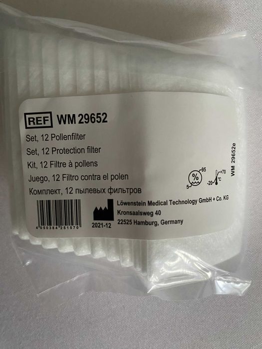 Zestaw 12  filtrów przeciwpyłkowych marki  Lowenstein do aparatów CPAP