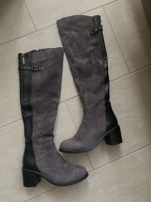 Сапоги сапожки ботфорды зимние (кожа , замш)