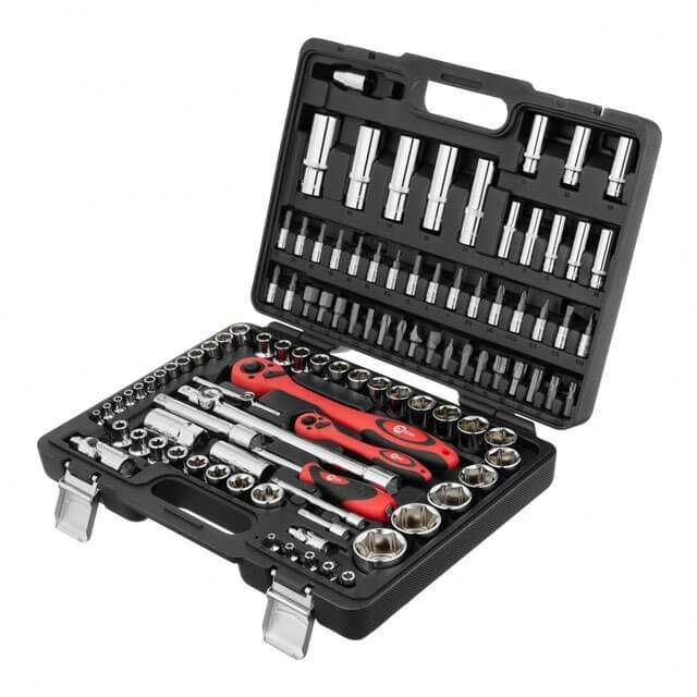 Набір інструментів Cr-V 1/2", 1/4", 108 од. INTERTOOL ET-6108. Новий.