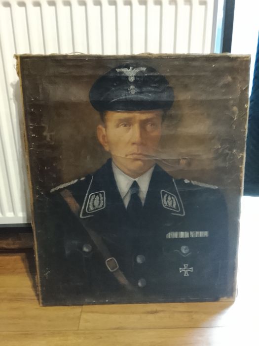 WW2 Niemiecki Portret Olejny na Płótnie