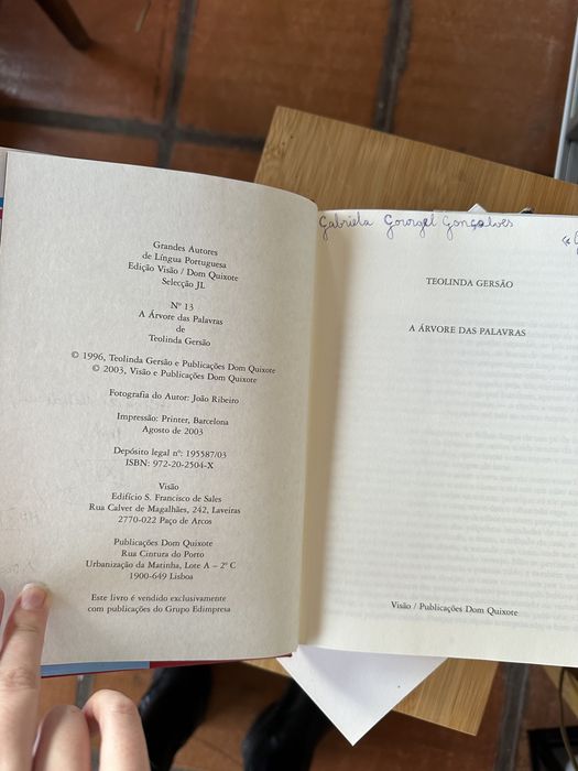 livro A Árvore das Palavras de Teolinda Gersão.