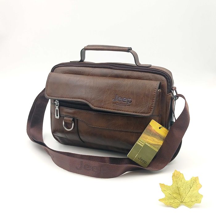 Torba męska listonoszka skórzana na ramie Jeep ciemny brąz