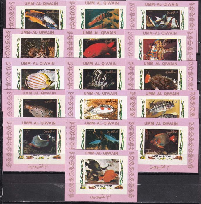Umm All Qiwain 1972 cięte 16 minisheets cena 9,90 kat.30€