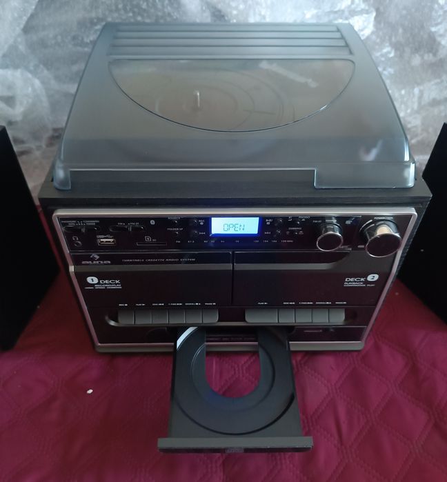 Програвач вінілу, стереосистема Auna 388-BT, MP3, FM, SD, AUX, касета
