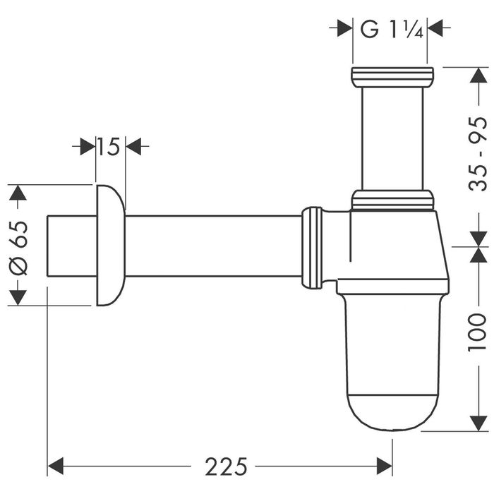 Syfon butelkowy do umywalek HANSGROHE 52053000 Chrom - nowy