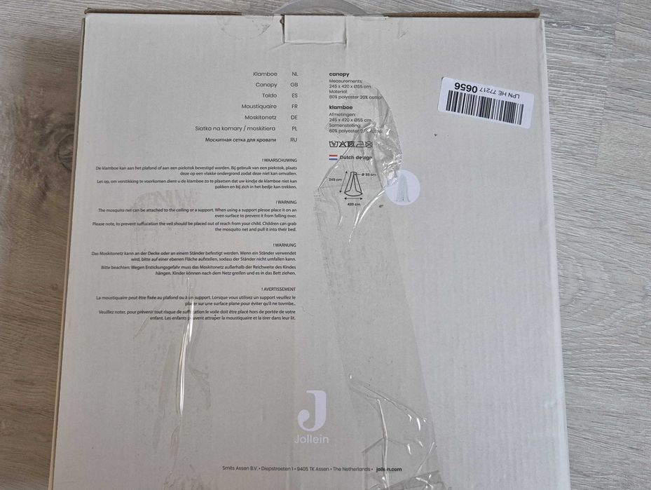 Jollein Baldachim moskitiera do łóżeczka dziecięcego Vintage 245cm