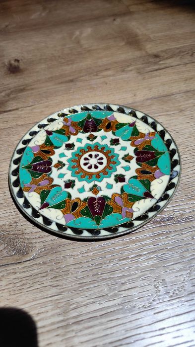 mosiężny talerz ręcznie emaliowany komorówka Cloisonne do zawieszenia