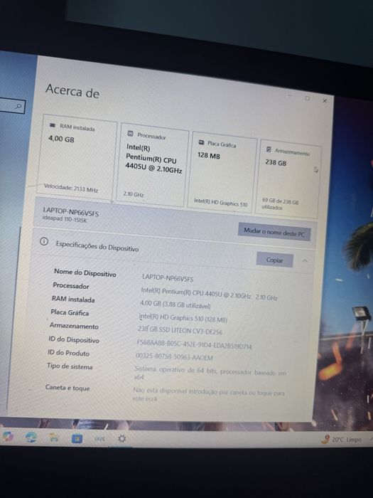 Pc Lenovo portátil