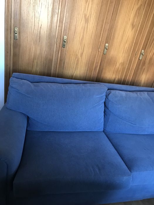 Sofá Azul Tecido Lavável