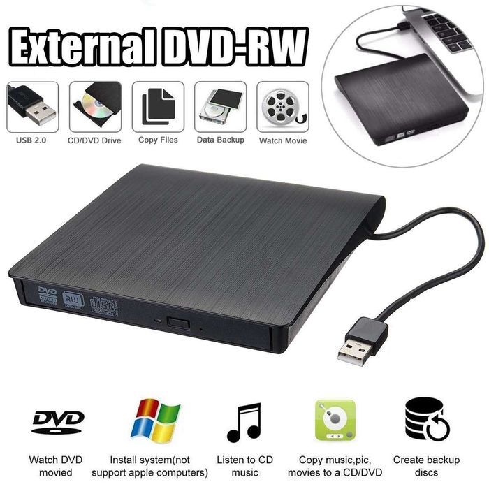 Внешний привод Gembird для чтения/записи дисков DVD/CD USB 3.0 (Новый)