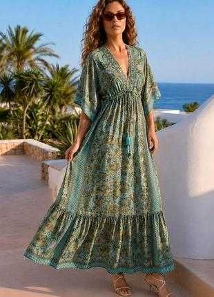 Сукня максі жіноча udin шовкова плаття стиль boho бохо шовк m l