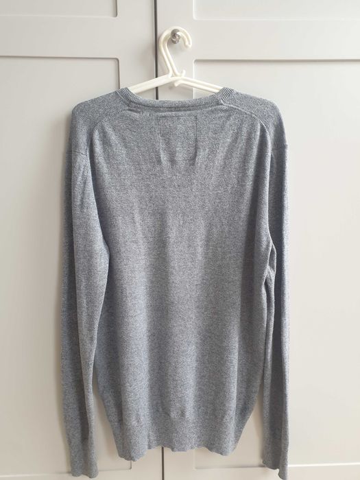 Niebieski szary sweter bawełniany kaszmir Superdry L