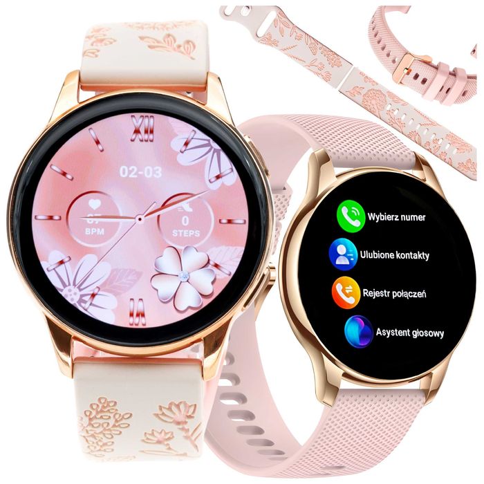Smartwatch Damski Zegarek Menu Polskie Powiadomienia Rozmowy Amoled