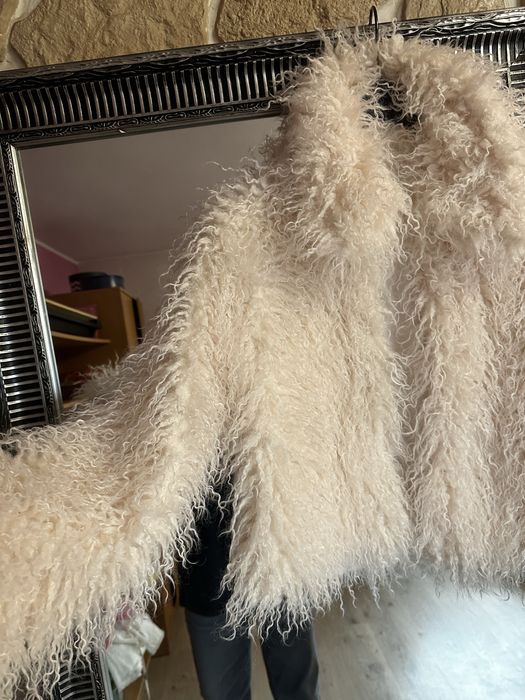 Damskie krótkie futerko kremowe 38 M, nowe