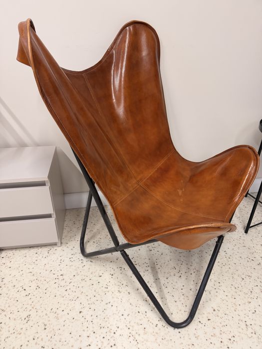 Skórzany fotel Butterfly / Motyl – loft / boho