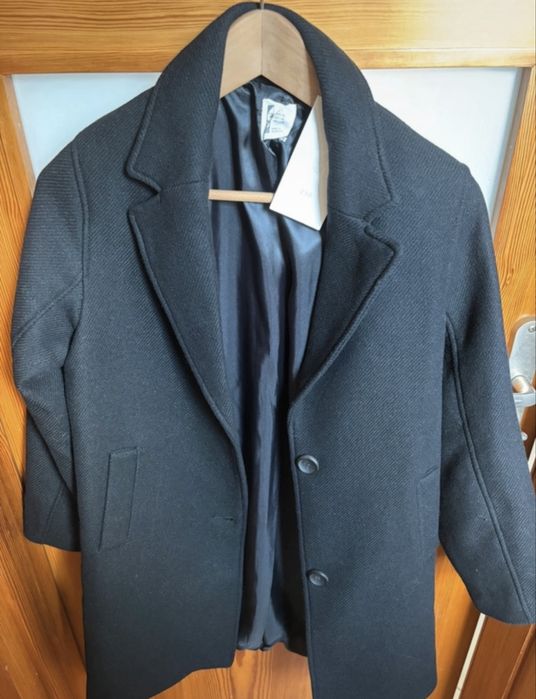 Płaszcz czarny, zara, wełna, rozm. S/M, Zara, nowy wełniany