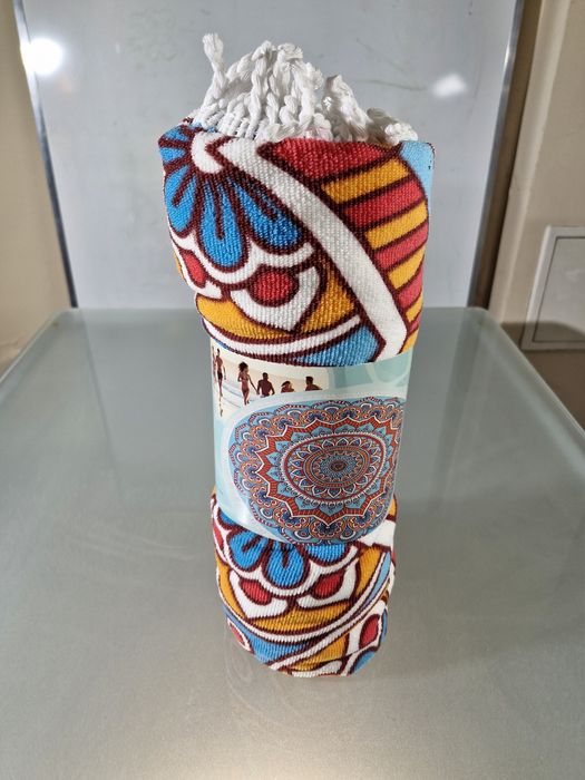 Duży Ręcznik Plażowy Koc Okrągły 150 cm Mikrofibra