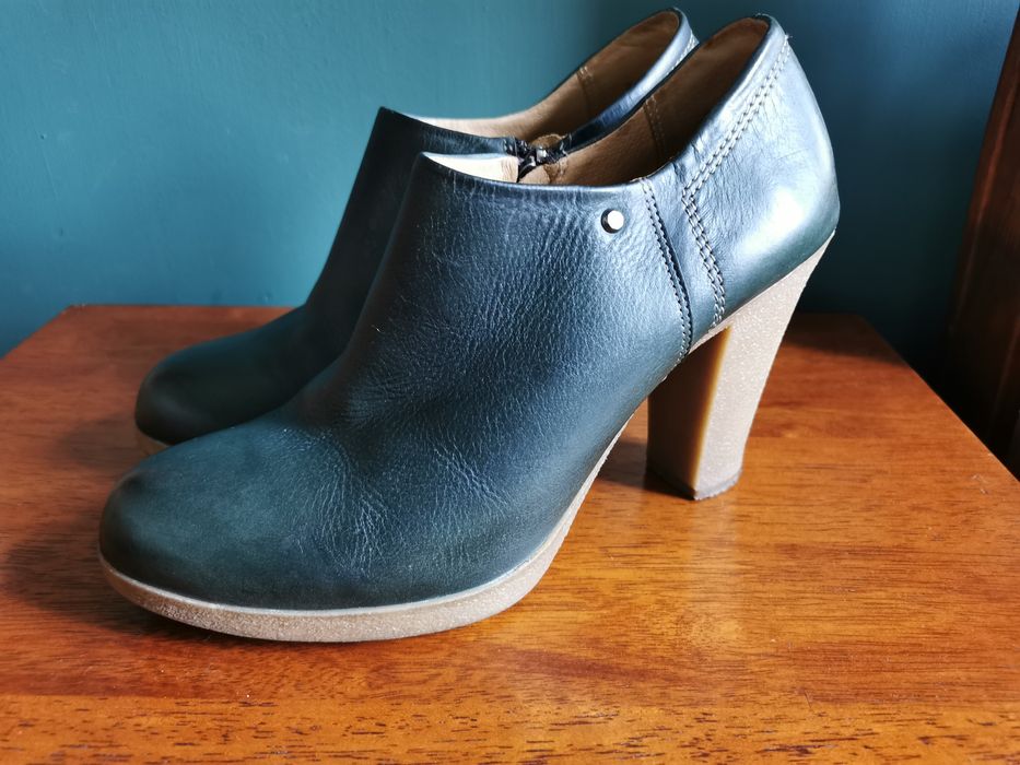 Skórzane zielone botki But S rozmiar 40