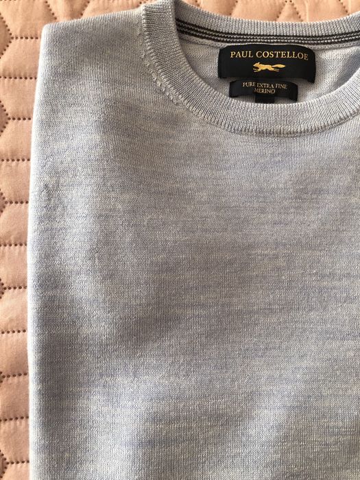 55. r.S/M Nowy niebieski wełniany sweter Paul Costelloe. Wełna