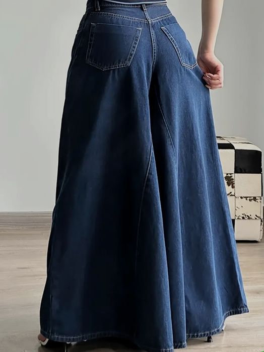 NOWE 34 XS 36 S 2w1 Spódnico Spodnie Baggy Jeansy szerokie Dzwony