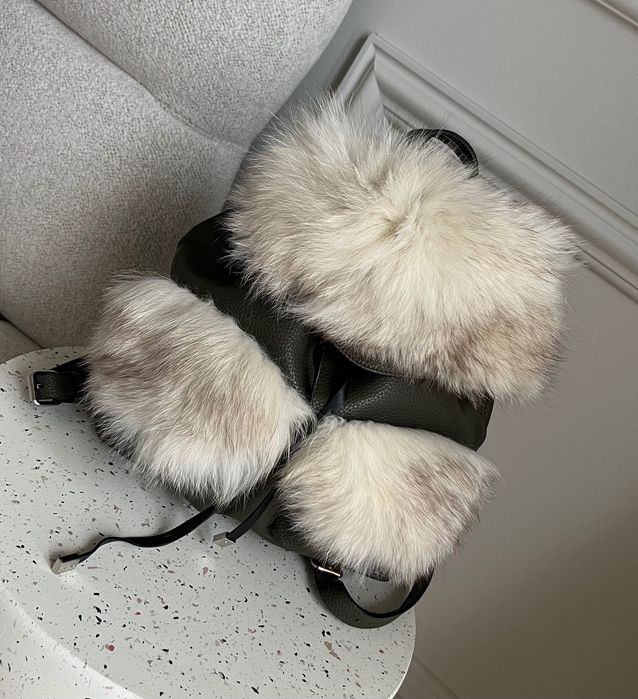 Zara plecak zielony futro Lis nowy