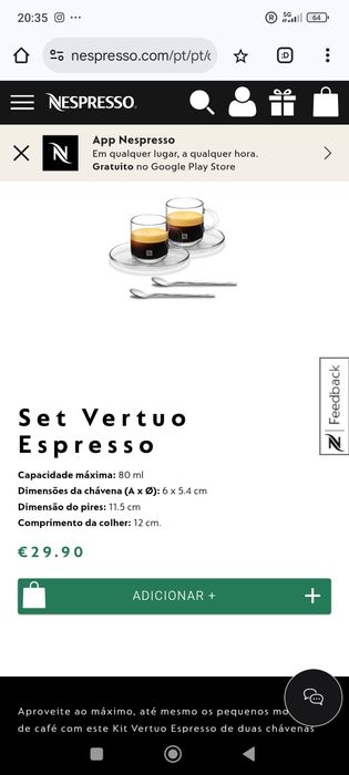 Nespresso chávenas café com Pires nespresso vertuo novas na caixa