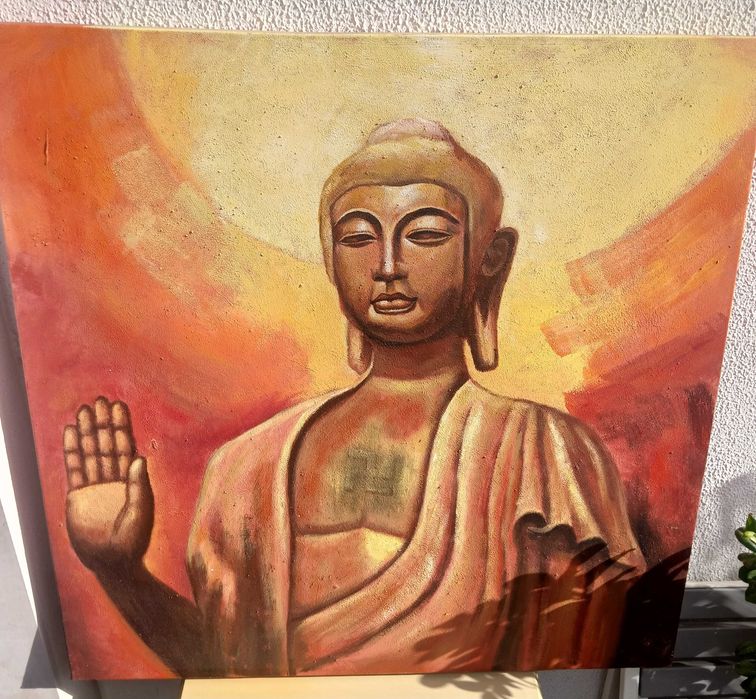 Pintura em tela de Buda pintado à mão (80x80cm)